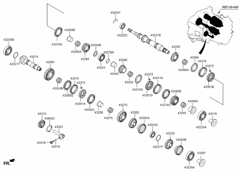 2011 Hyundai Accent Gear Assembly-5TH Speed Diagram for 43240-26050