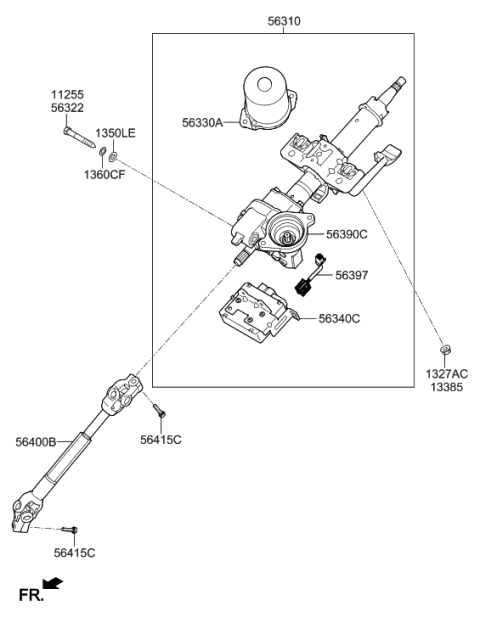 2011 Hyundai Accent New Body Style Steering Column & Shaft Diagram