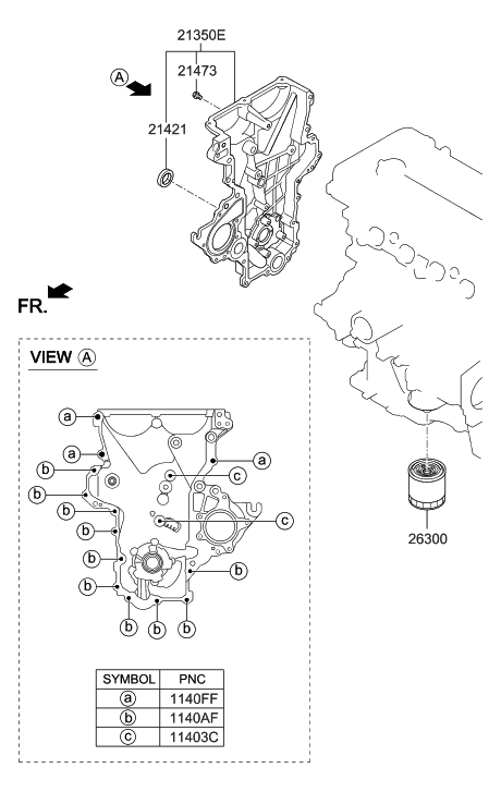 2014 Hyundai Accent Front Case & Oil Filter Diagram