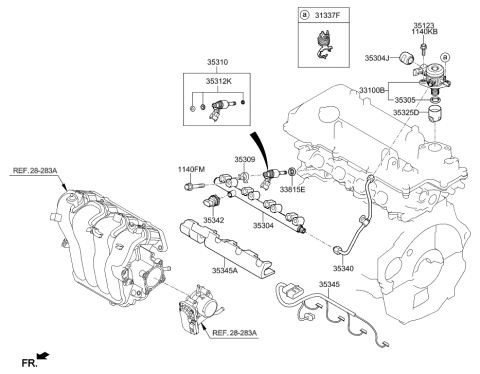 2011 Hyundai Accent New Body Style Throttle Body & Injector Diagram