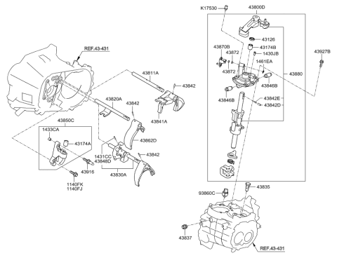 2013 Hyundai Accent Gear Shift Control-Manual Diagram