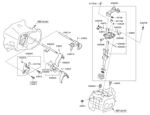 2011 Hyundai Accent New Body Style Gear Shift Control-Manual Diagram