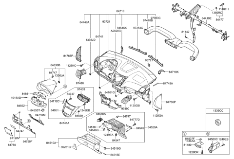 2011 Hyundai Accent Panel-Center Facia Diagram for 84741-1R000-4X