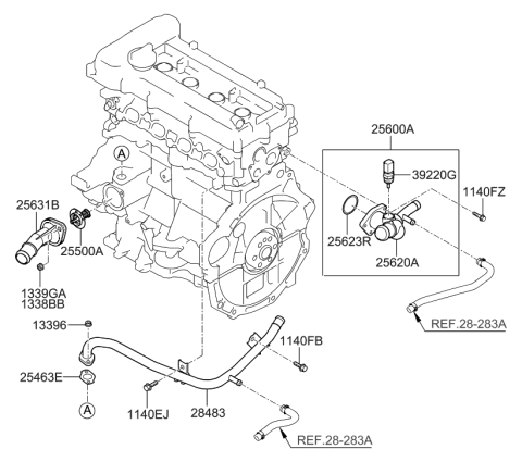 2011 Hyundai Accent Coolant Pipe & Hose Diagram