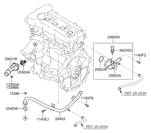 2011 Hyundai Accent New Body Style Coolant Pipe & Hose Diagram
