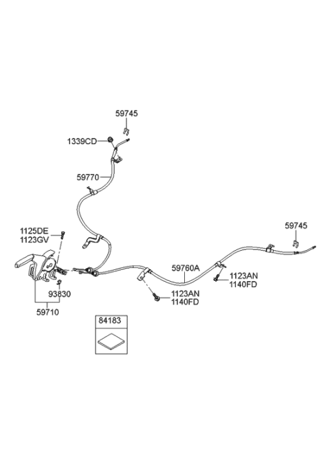 2011 Hyundai Accent Lever Assembly-Parking Brake Diagram for 59710-1R100-9Y