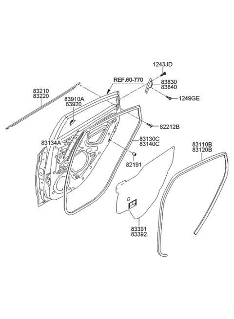 2013 Hyundai Accent Rear Door Moulding Diagram