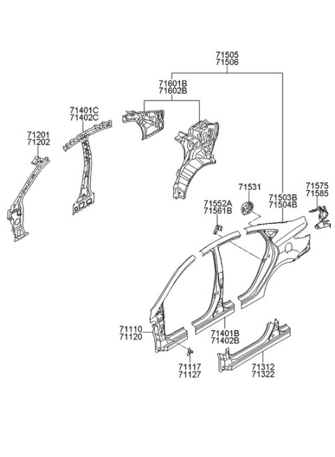 2011 Hyundai Accent New Body Style Side Body Panel Diagram 1