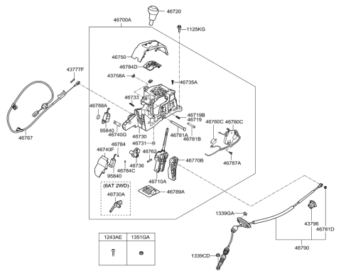 2012 Hyundai Accent Indicator Assembly-Shift Lever Diagram for 46750-1R200