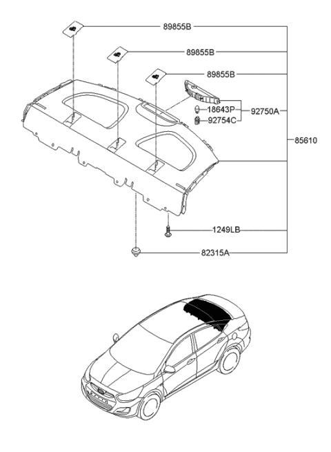 2011 Hyundai Accent New Body Style Rear Package Tray Diagram