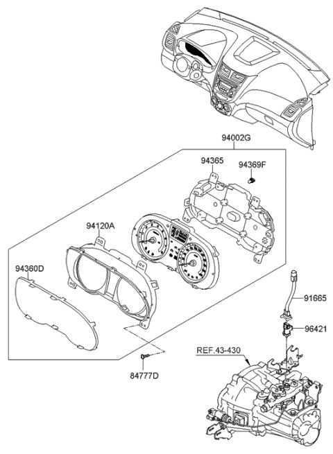 2019 Hyundai Genesis G90 Case-Cluster,Lower Diagram for 94365-1R000