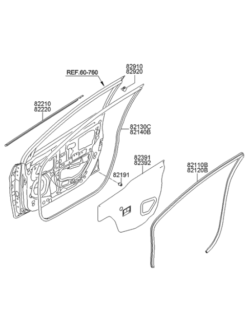 2012 Hyundai Accent Seal-Front Door Trim,LH Diagram for 82391-1R000