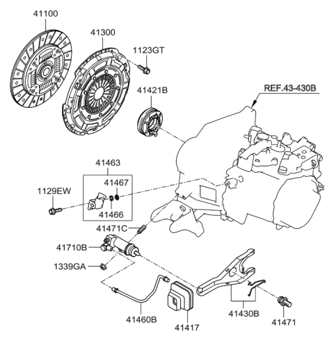 2014 Hyundai Accent Clutch & Release Fork Diagram