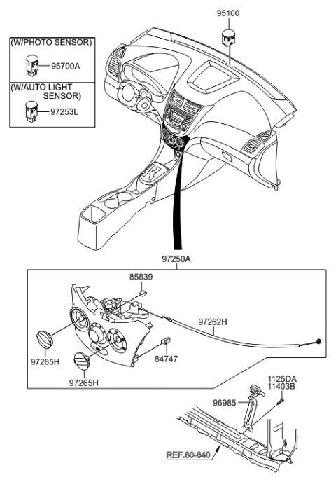 2014 Hyundai Accent Heater Control Assembly Diagram for 97250-1R285-RBB