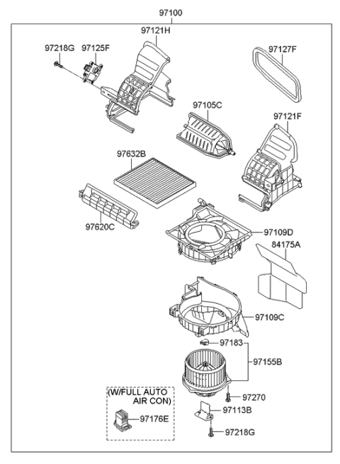 2011 Hyundai Accent Blower Unit Diagram for 97207-1R000