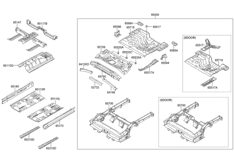 2012 Hyundai Accent Panel Assembly-Center Floor,Center Diagram for 65113-1R301