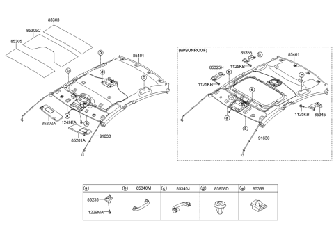 2013 Hyundai Accent Headlining Assembly Diagram for 85301-1R420-V2