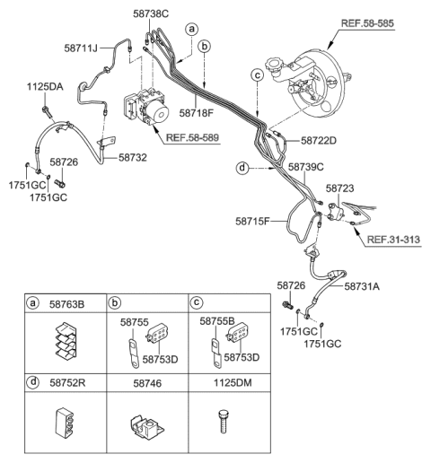 2011 Hyundai Accent Hose-Brake Front,RH Diagram for 58732-1R000