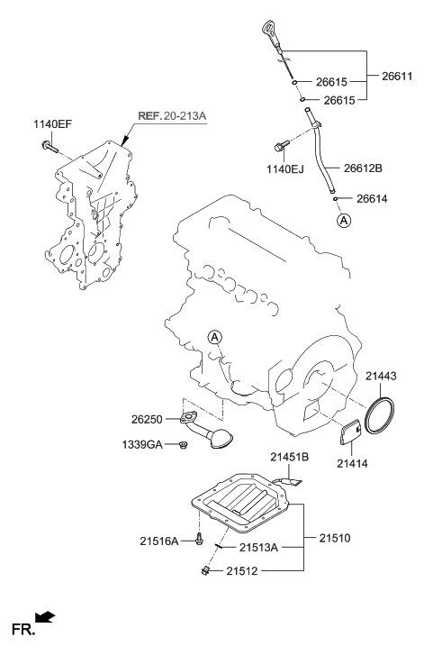 2011 Hyundai Accent New Body Style Belt Cover & Oil Pan Diagram
