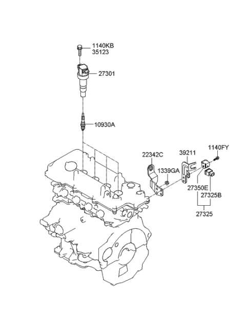2011 Hyundai Accent Condenser Assembly-Ignition Coil Diagram for 27325-2B200