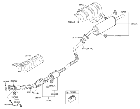 2011 Hyundai Accent New Body Style Muffler & Exhaust Pipe Diagram