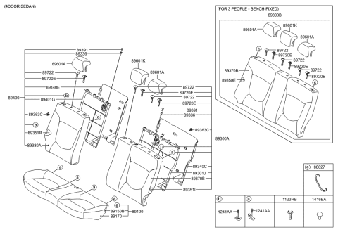 2012 Hyundai Accent Garnish-Rear Seat Back Knob Diagram for 89336-2V000-V2