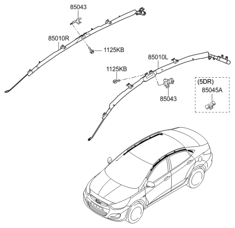 2014 Hyundai Accent Bracket Assembly-C.A.B Mounting,Rear Diagram for 85045-1R000