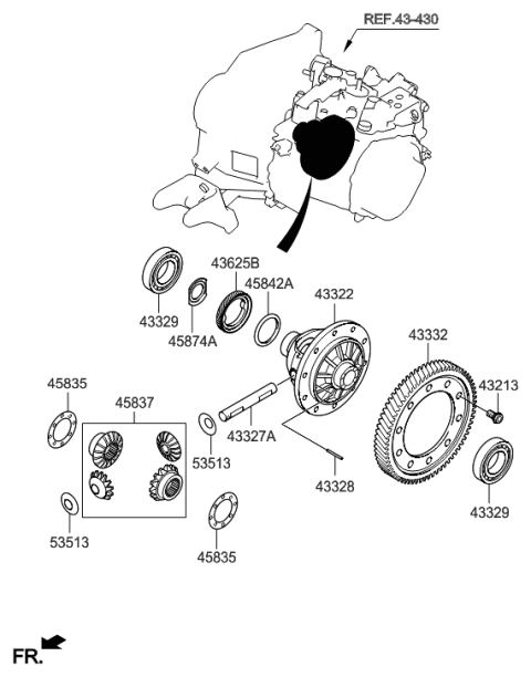 2013 Hyundai Accent Gear-Differential Drive Diagram for 43332-26030