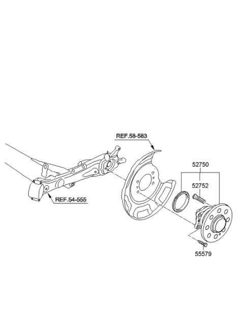 2011 Hyundai Accent Rear Wheel Hub Assembly Diagram for 52750-0U000