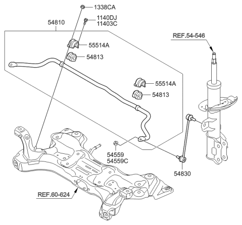 2011 Hyundai Accent Front Suspension Control Arm Diagram