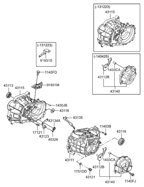 2012 Hyundai Accent Transaxle Case-Manual Diagram