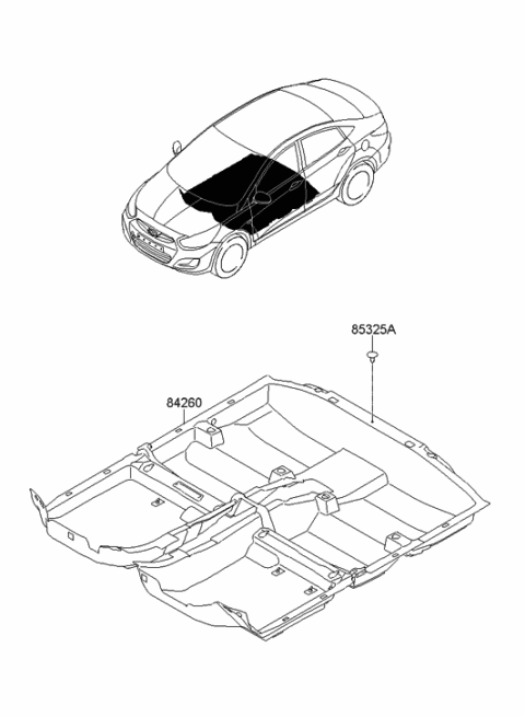 2013 Hyundai Accent Carpet Assembly-Floor Diagram for 84260-1R100-RY