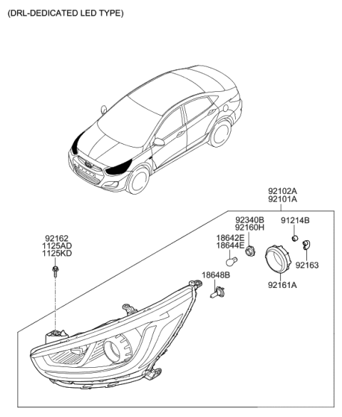 2011 Hyundai Accent New Body Style Head Lamp Diagram 2