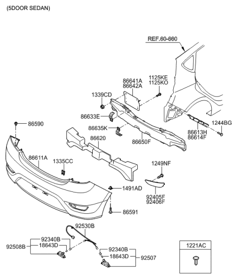 2011 Hyundai Accent Reflector/Reflex Assembly-Rear Lh Diagram for 92405-1R200