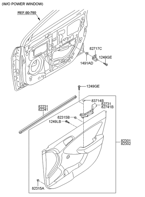 2013 Hyundai Accent Panel Complete-Front Door Trim,RH Diagram for 82302-1R010-8M