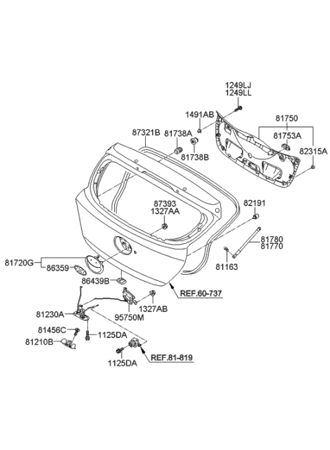 2011 Hyundai Accent Handle Assembly-Tail Gate Diagram for 81720-1R200