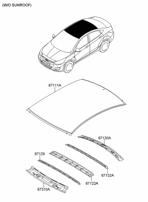2011 Hyundai Accent New Body Style Roof Panel Diagram 1