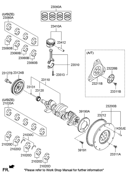2012 Hyundai Accent Crankshaft Assembly Diagram for 23110-2B600