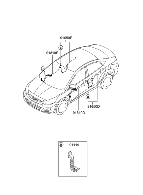 2012 Hyundai Accent Wiring Assembly-Front Door(Passenger) Diagram for 91610-1R170