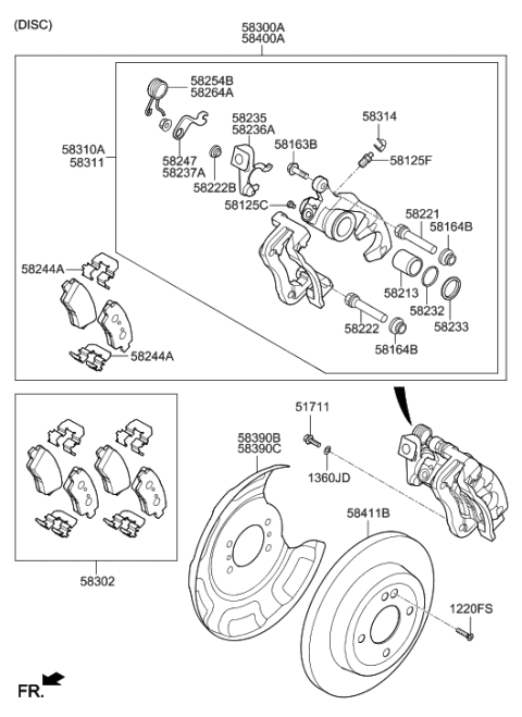 2012 Hyundai Accent Disc Brake Assembly-Rear,LH Diagram for 58300-1R300