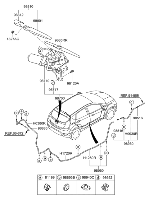2011 Hyundai Accent New Body Style Rear Wiper & Washer Diagram