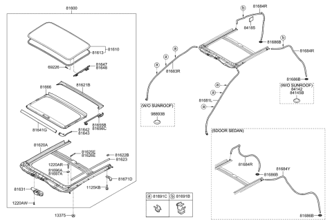 2011 Hyundai Accent Weatherstrip-Sunroof Glass Diagram for 81613-1R000