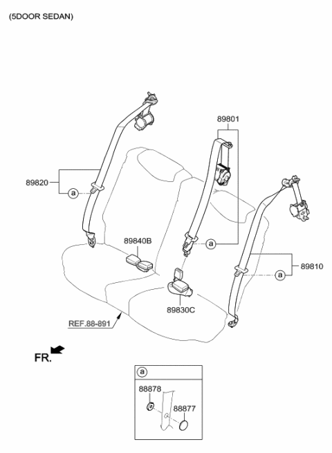 2011 Hyundai Accent New Body Style Rear Seat Belt Diagram 2