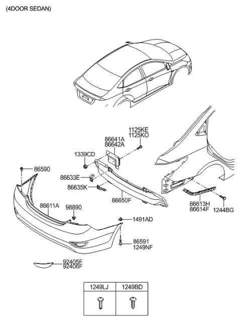 2013 Hyundai Accent Rear Bumper Diagram 1