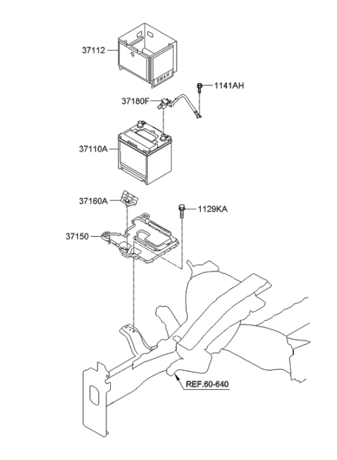 2011 Hyundai Accent Battery Sensor Assembly Diagram for 37180-1R300