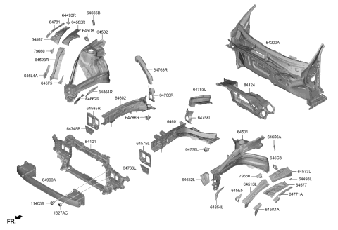2023 Hyundai Genesis GV60 Fender Apron & Radiator Support Panel Diagram