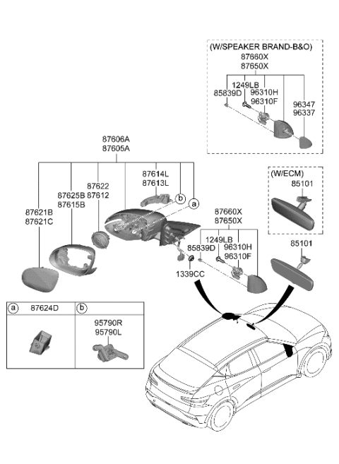 2023 Hyundai Genesis GV60 MIRROR ASSY-REAR VIEW INSIDE Diagram for 85110-T6100