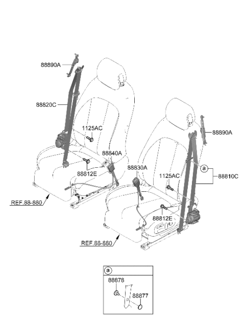 2023 Hyundai Genesis GV60 Front Seat Belt Diagram