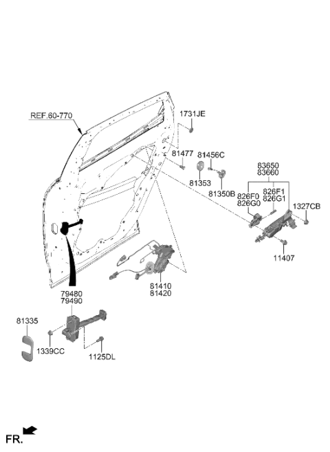 2023 Hyundai Genesis GV60 Rear Door Locking Diagram