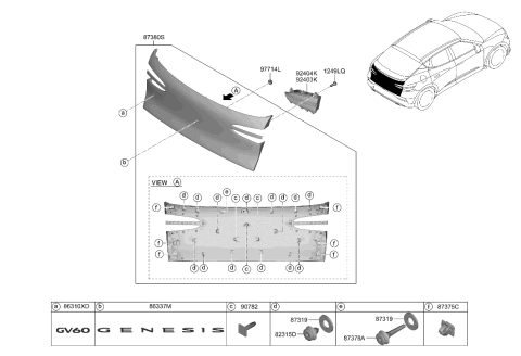 2023 Hyundai Genesis GV60 Back Panel Moulding Diagram